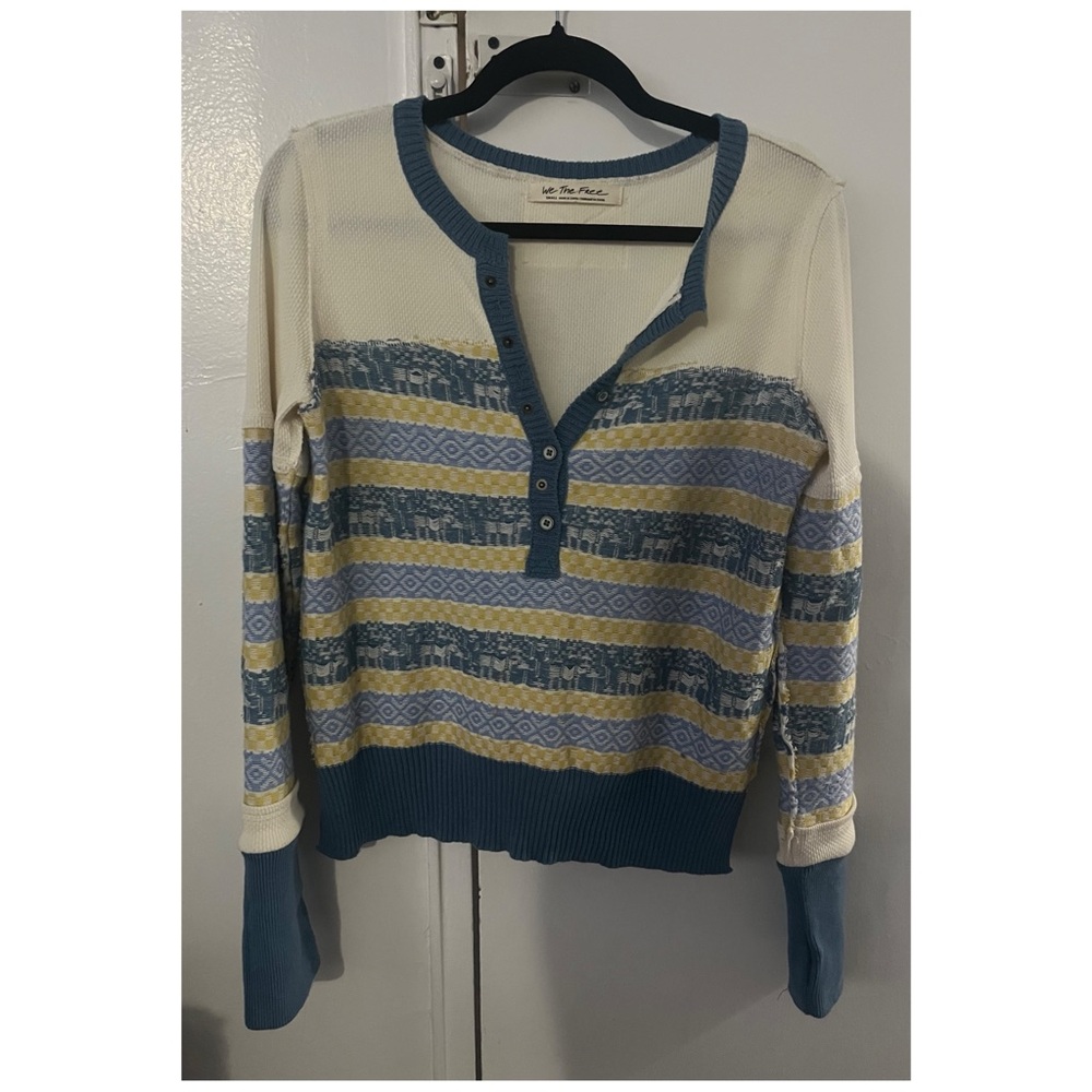 Free People multicoloured button up sweater Size S